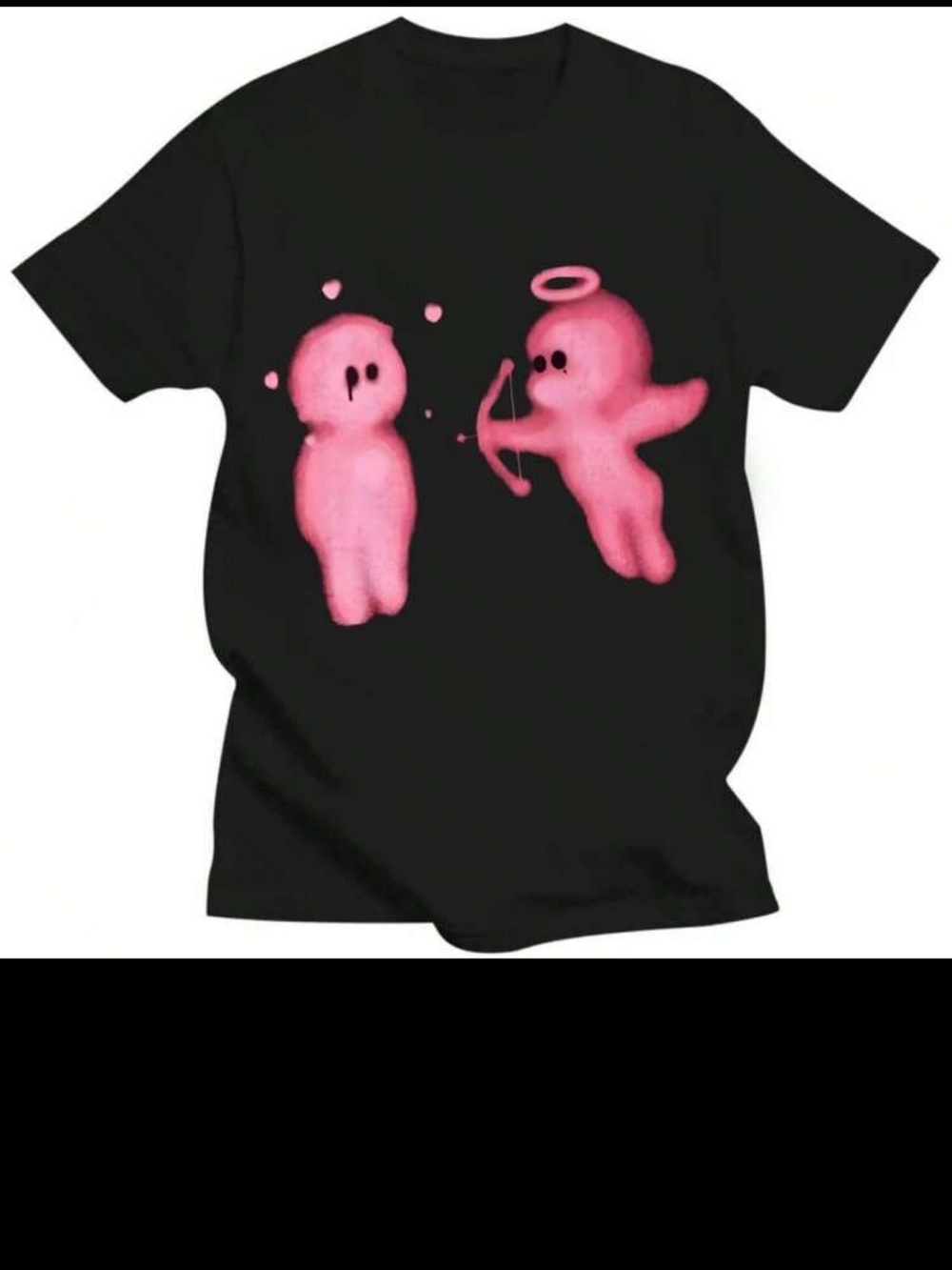 Aelfric Eden Black Tee with Pink Ghost Cupid Graphic